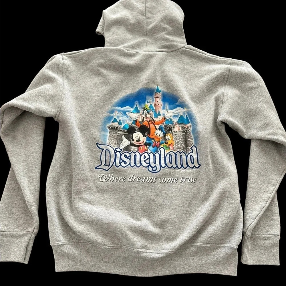 Disneyland Resort Womens Medium Gray zip Up Hoodie Sweatshirt Jacket Graphic M